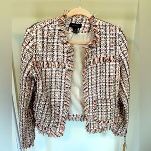 multi-colored business casual jacket, cute to wear with jeans or dress pants.